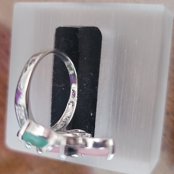 World Class Genuine Ruby,Emerald, Sapphire & Diamond Cut White Sapphire Set - Picture 9 of 10